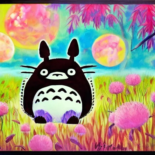 Prompt: a beautiful painting of totoro dancing at the disco, highly detailed, sharp, 4 k, 8 k, oil on canvas