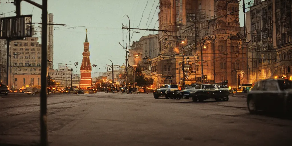 Prompt: Moscow in the style of solar punk, shot on Leica M6, cinematic lighting