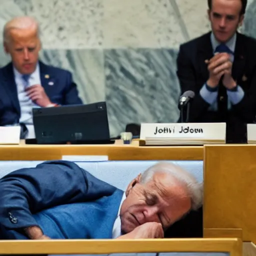 Image similar to joe Biden sleeping at the United Nations