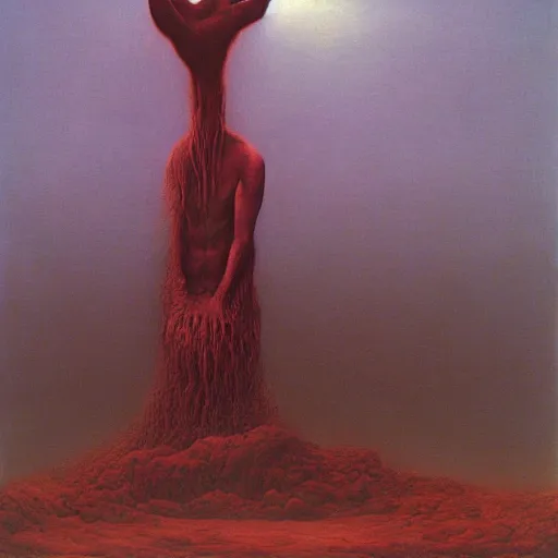 Image similar to god by Zdzisław Beksiński, oil on canvas