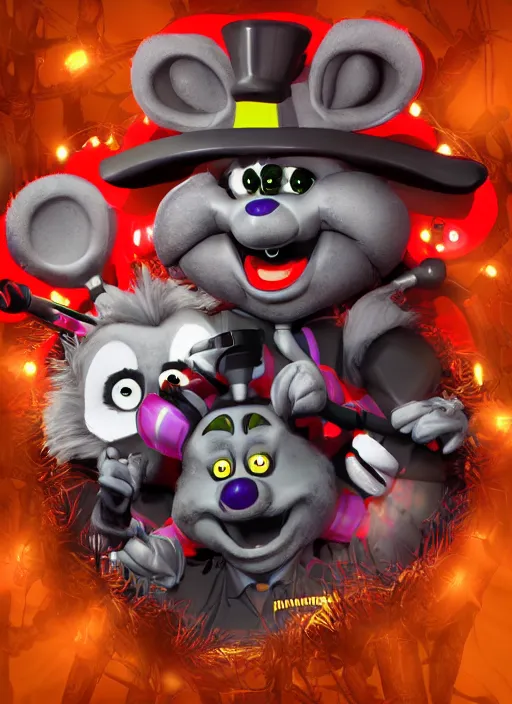 chuck e. cheese as an animatronic in five nights at, Stable Diffusion