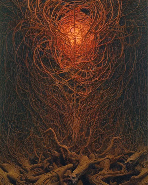 Prompt: conjuring!!! an image!!! from noise!!!, by donato giancola, zdzisław beksinski, and larry elmore, intricate, chaotic, hopefull, volumetric lighting