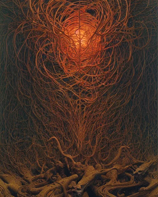 Image similar to conjuring!!! an image!!! from noise!!!, by donato giancola, zdzisław beksinski, and larry elmore, intricate, chaotic, hopefull, volumetric lighting