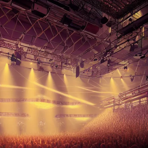 Image similar to a virtual reality concert venue with amazing atmosphere. highly detailed. trending on artstation.