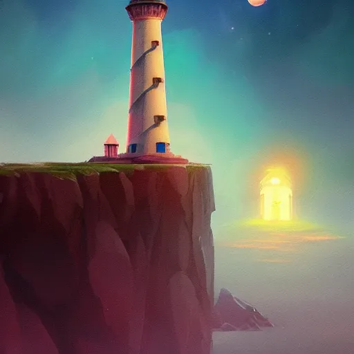 Image similar to a beautiful painting of a singular lighthouse, by ross tran, beeple, richie mason and makoto shinkai, trending on artstation, 3 d art