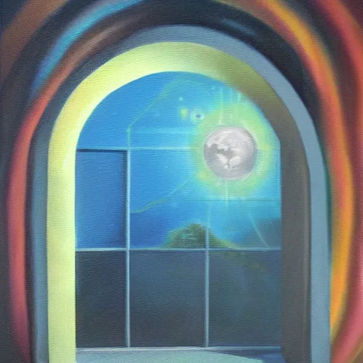 Image similar to a doorway to another universe, oil painting