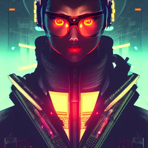 Image similar to portrait of a fierce dangerous cyberpunk hacker android samurai in neotokyo at night, futuristic cyberpunk tokyo night, sci - fi and fantasy, intricate and very beautiful, highly detailed, digital painting, artstation, concept art, smooth and sharp focus, illustration, art by tian zi and wlop and alphonse mucha