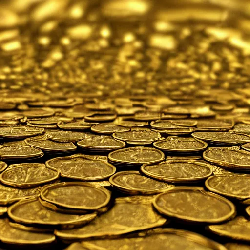 Image similar to the sky is raining down gold coins, octane render, 4 k, digital art, trending on artstation, artgerm, vfx, highly detailed, hyper realistic