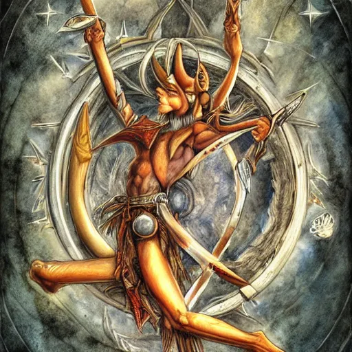 Image similar to detailed and sharp sagittarius artistic zodiac artwork, mystic style, detailed, 8 k, detailed, symmetrical, by brian froud