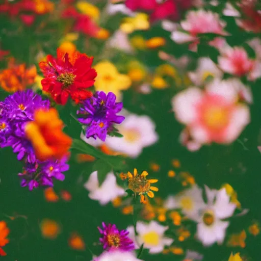 Prompt: colorful flowers, film photography