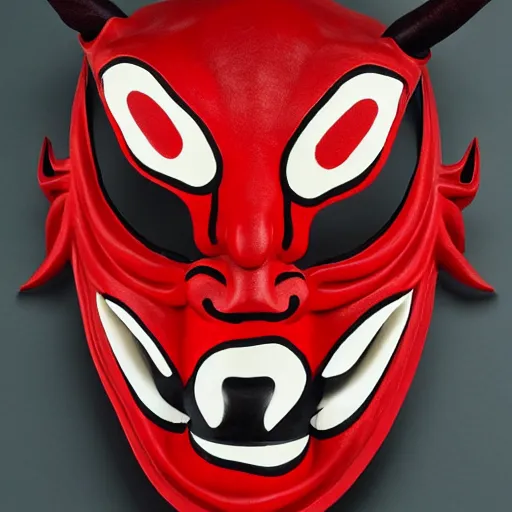 Prompt: Japanese demon mask designed by Yohji Yamamoto
