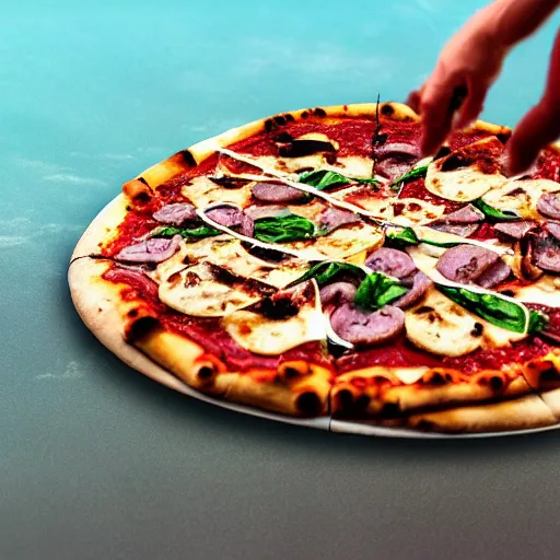 Image similar to gyro zeppelin pizza mozzarella, jojo bizzare adventure, realistic, hdr, clear image,