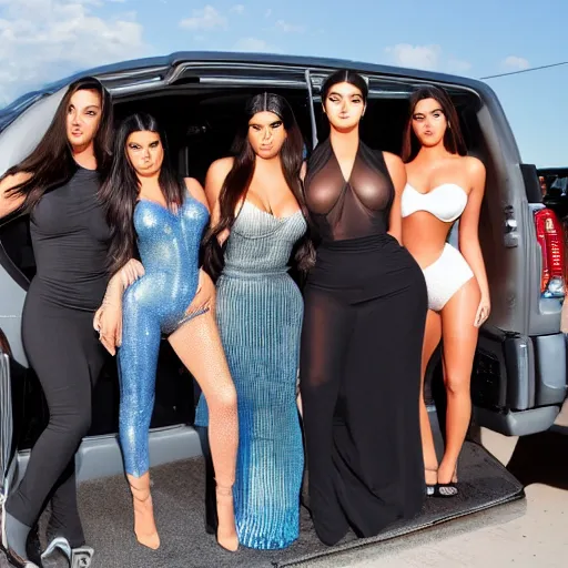 Image similar to the kardashians being run over by a truck full of adult toys
