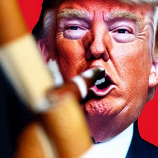 Image similar to a photo of donald trump smoking a cigar