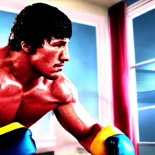 Prompt: rocky balboa playing playstation