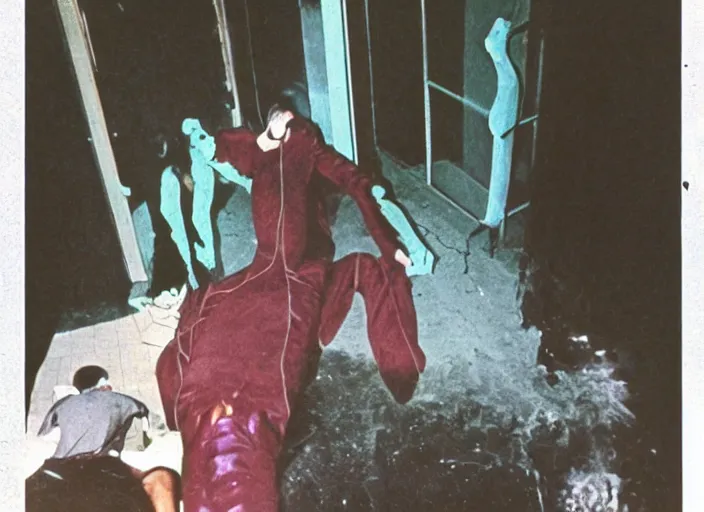 Prompt: disturbing 1 9 7 0 color photography of headless corpse man horror film practical fx directed by dario argento