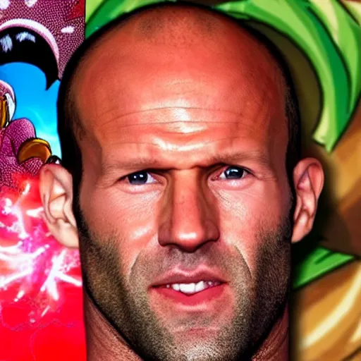 Prompt: Jason Statham is the tooth fairy , Dragonball-z super Saiyan version
