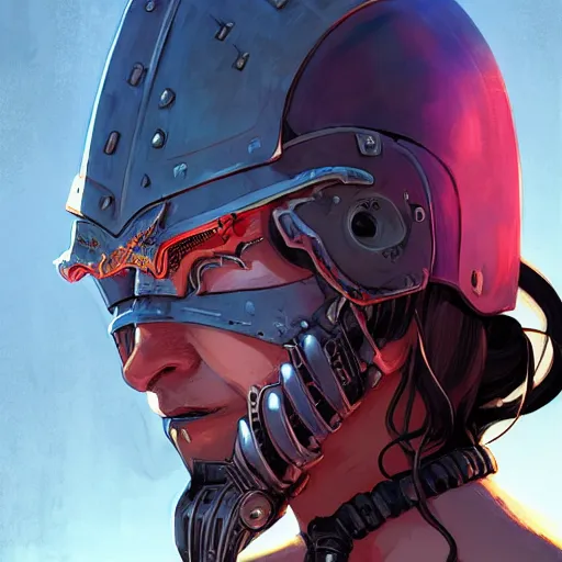 Image similar to cyberpunk viking helmet mask warrior goddess robot ninja fantasy, art gta 5 cover, official fanart behance hd artstation by jesper ejsing, by rhads, makoto shinkai and lois van baarle, ilya kuvshinov, ossdraws