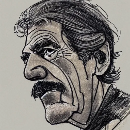 Image similar to a realistic yet scraggly portrait sketch of the side profile of a stern and sophisticated sam elliott, trending on artstation, intricate details, in the style of frank auerbach, in the style of sergio aragones, in the style of martin ansin, in the style of david aja, in the style of mattias adolfsson