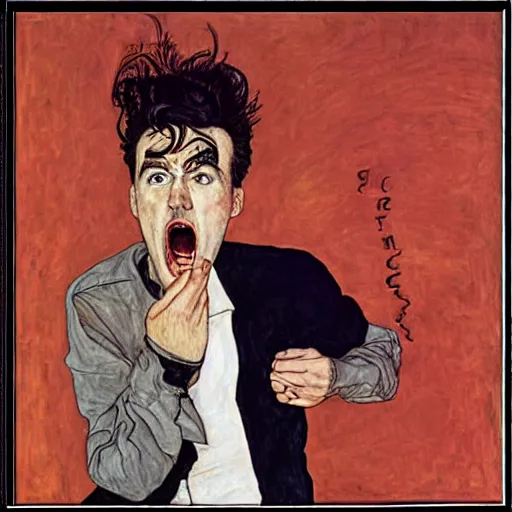 Prompt: morrissey yelling, by egon schiele