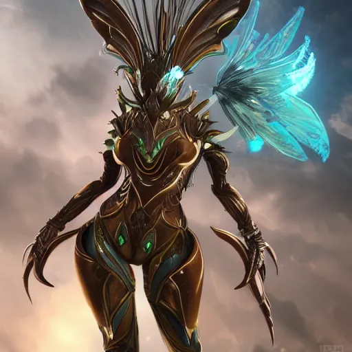 Image similar to highly detailed exquisite fanart, of female garuda warframe, elegant pose, epic cinematic shot, DeviantArt, high quality artstation