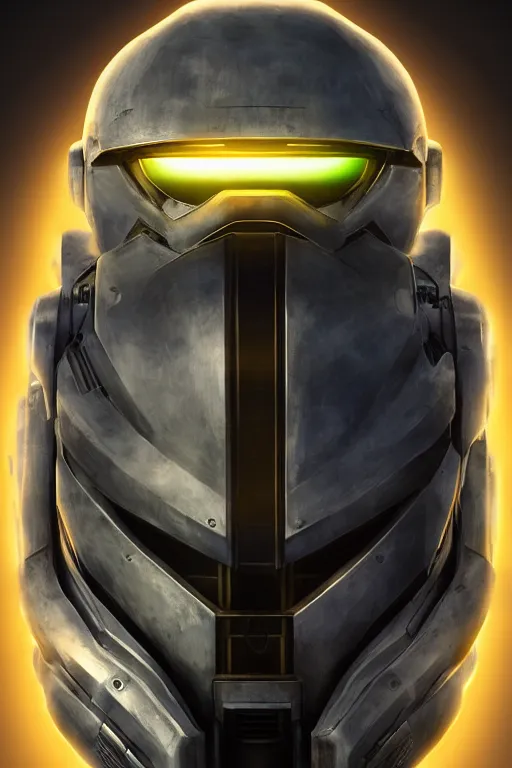 Image similar to robot ninja mask helmet halo master chief radiating a glowing aura global illumination ray tracing hdr fanart arstation by ian pesty and katarzyna da „ bek - chmiel