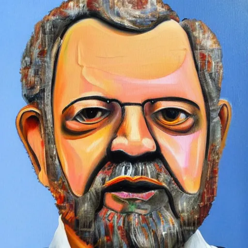 Image similar to portrait en buste of Luis inacio Lula da Silva, painting art