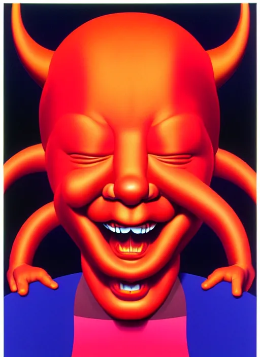 Prompt: devil sculpture by shusei nagaoka, kaws, david rudnick, airbrush on canvas, pastell colours, cell shaded, 8 k