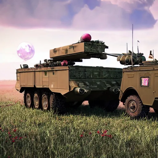 Prompt: Very very very very highly detailed Watermelon military HIMARS vehicle with epic weapons, on a battlefield in russian city as background. Less Watermelon a lot more military HIMARS vehicle, Photorealistic Concept 3D digital art rendered in Highly Octane Render, epic dimensional light