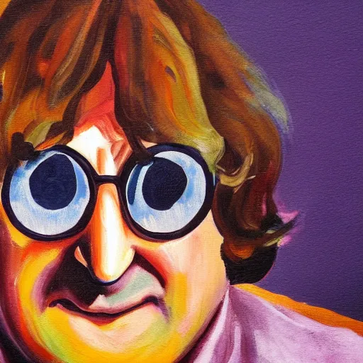 Prompt: painting of obese john lennon, high detail, high quality