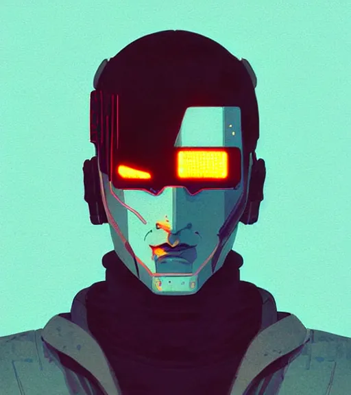 Image similar to cyberpunk synth - wave highly detailed portrait man cyberpunk, with kitsune mask, by atey ghailan, by greg rutkowski, by greg tocchini, by james gilleard, by joe fenton, by kaethe butcher, dynamic lighting, gradient light blue, brown, blonde cream and white color scheme, grunge aesthetic