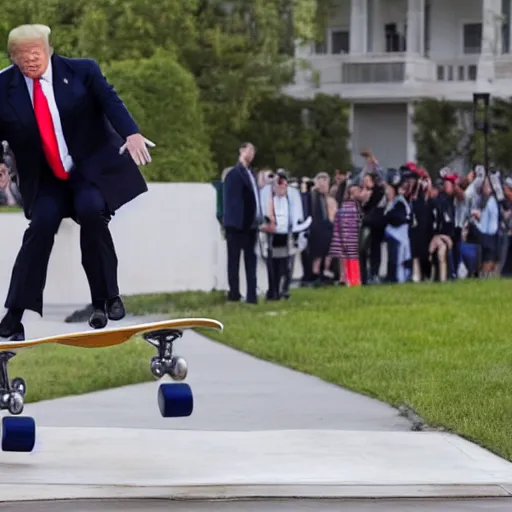 Prompt: donald trump doing a kickflip on a skateboard