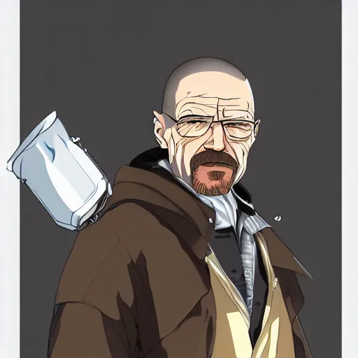 Image similar to portrait of walter white, anime fantasy illustration by tomoyuki yamasaki, kyoto studio, madhouse, ufotable, comixwave films, trending on artstation