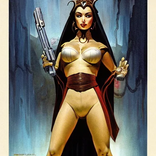 Image similar to padme Amidala by frank Frazetta