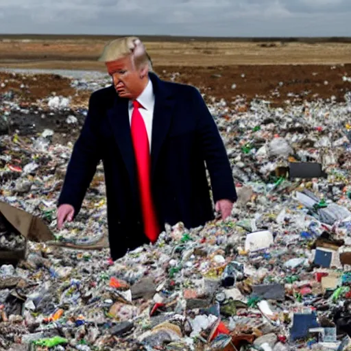 Image similar to trump searches for bitcoin in landfill