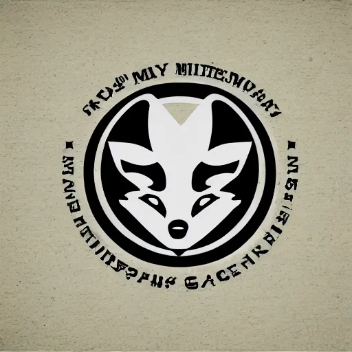 Prompt: military logo that involves foxes, gray and black color scheme