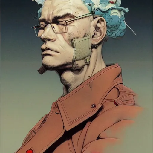 Image similar to prompt : soviet doomer portrait soft light painted by james jean and katsuhiro otomo and erik jones, inspired by akira anime, smooth face feature, intricate oil painting, high detail illustration, sharp high detail, manga and anime 1 9 9 9