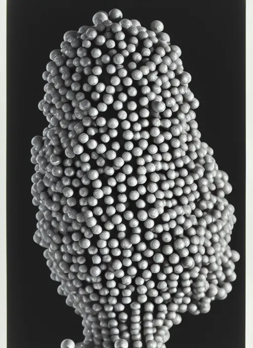 Prompt: realistic object photo of sculpture molecule model made of eyeballs, readymade, dadaism, fluxus, man ray 1 9 9 0, life magazine photo