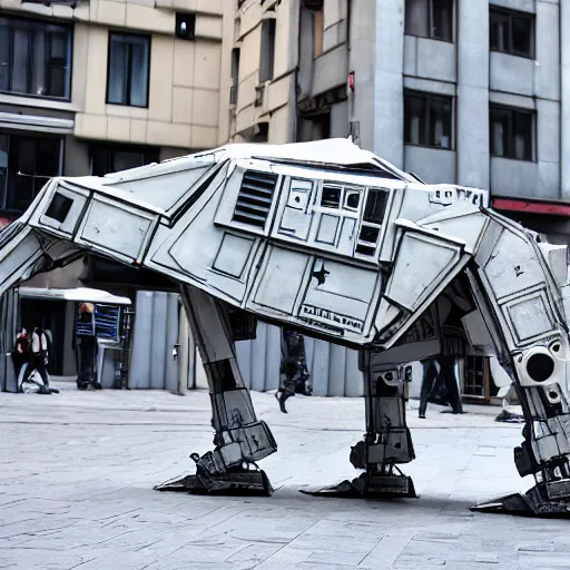 Image similar to a star wars AT-AT in the streets of berlin, 8k