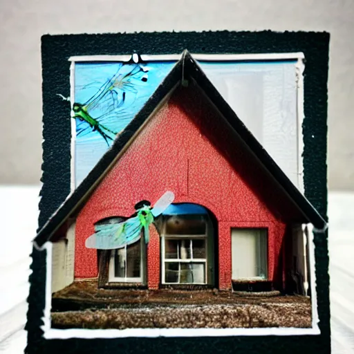 Image similar to house made from dragonfly wings polaroid macro