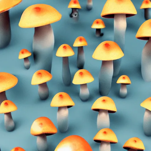 Prompt: cat like mushrooms, cat - faced mushroom, trending on instagram, stop motion, sumerian, rendered in corel art, pixar