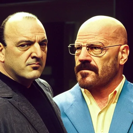 Prompt: tony soprano and walter white being happy friends together t