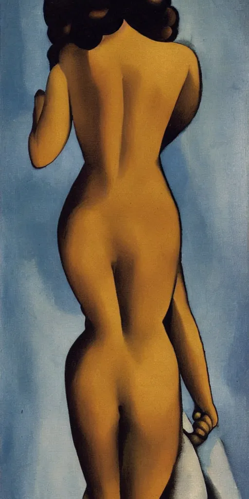 Prompt: Lower back of a beautful woman, painted by Tamara de Lempicka