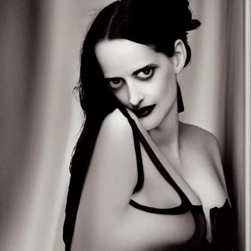 Image similar to eva green by helmut newton, seductive look, beautiful, realistic