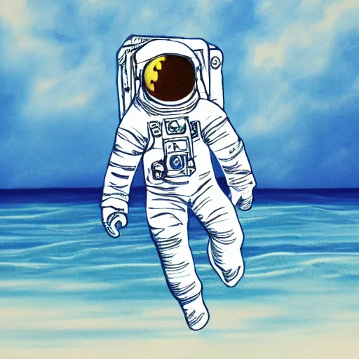 Image similar to An astronaut in the ocean, detailed