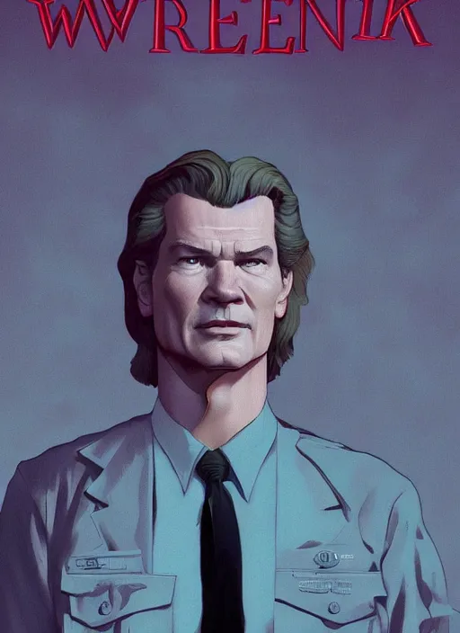 Prompt: Twin Peaks poster artwork by Michael Whelan and Tomer Hanuka, Rendering of Patrick Swayze from scene from Twin Peaks, full of details, by Makoto Shinkai and thomas kinkade, Matte painting, trending on artstation and unreal engine