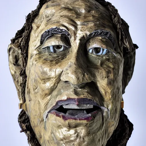 Prompt: Hololive Gawr Gura Papier-mâché statue, 8K