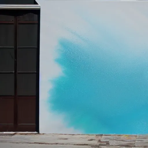 Prompt: ocean, spray painted on a wall