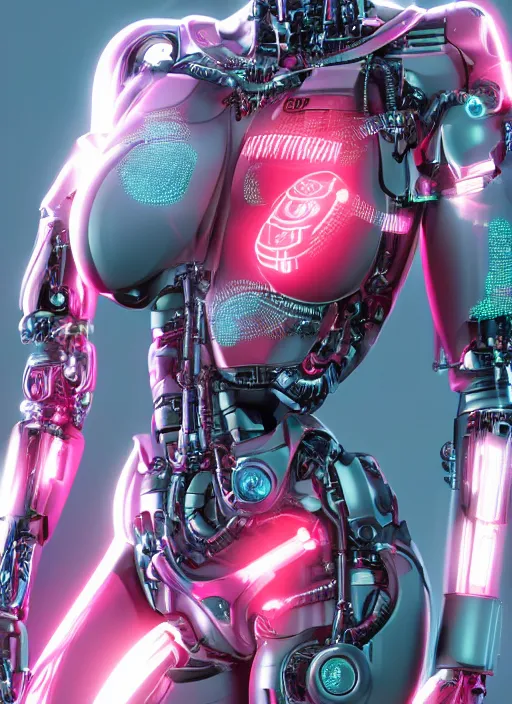 Prompt: photorealistic detailed full body picture of a female cyborg, pretty face with arms and legs and feet and hands, complete body, glamour pose, neon lights, humanoid, extreme, uhdr, book called the most influental cyborg in 2 0 5 0, fine details, highly detailed, intricate, smooth sharp focus, symmetrical features, environmental portrait, realistic render