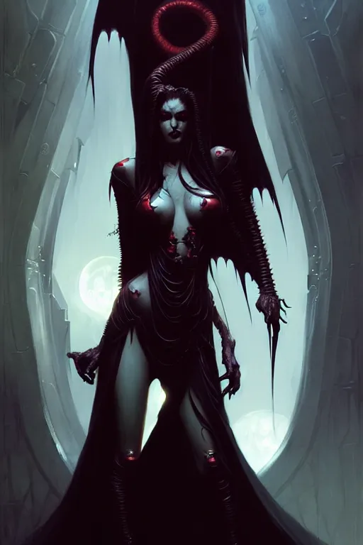 Image similar to vampire queen by bayard wu, greg rutkowski, giger, maxim verehin